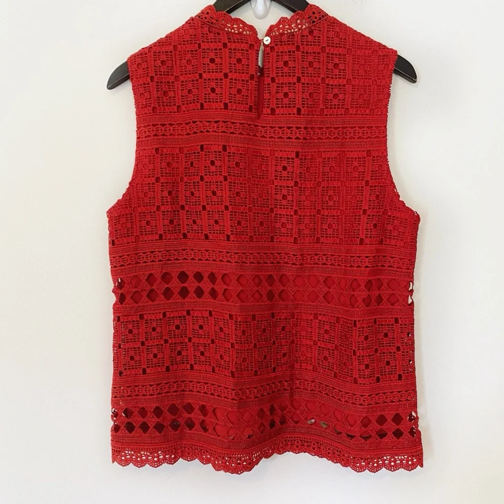 Daniel Rainn for Anthropologie Lourdes Lace Shell Top in Brick Red size Large